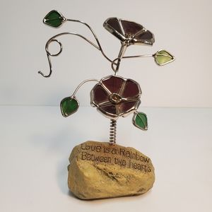 Stained glass flower key/jewelry holder